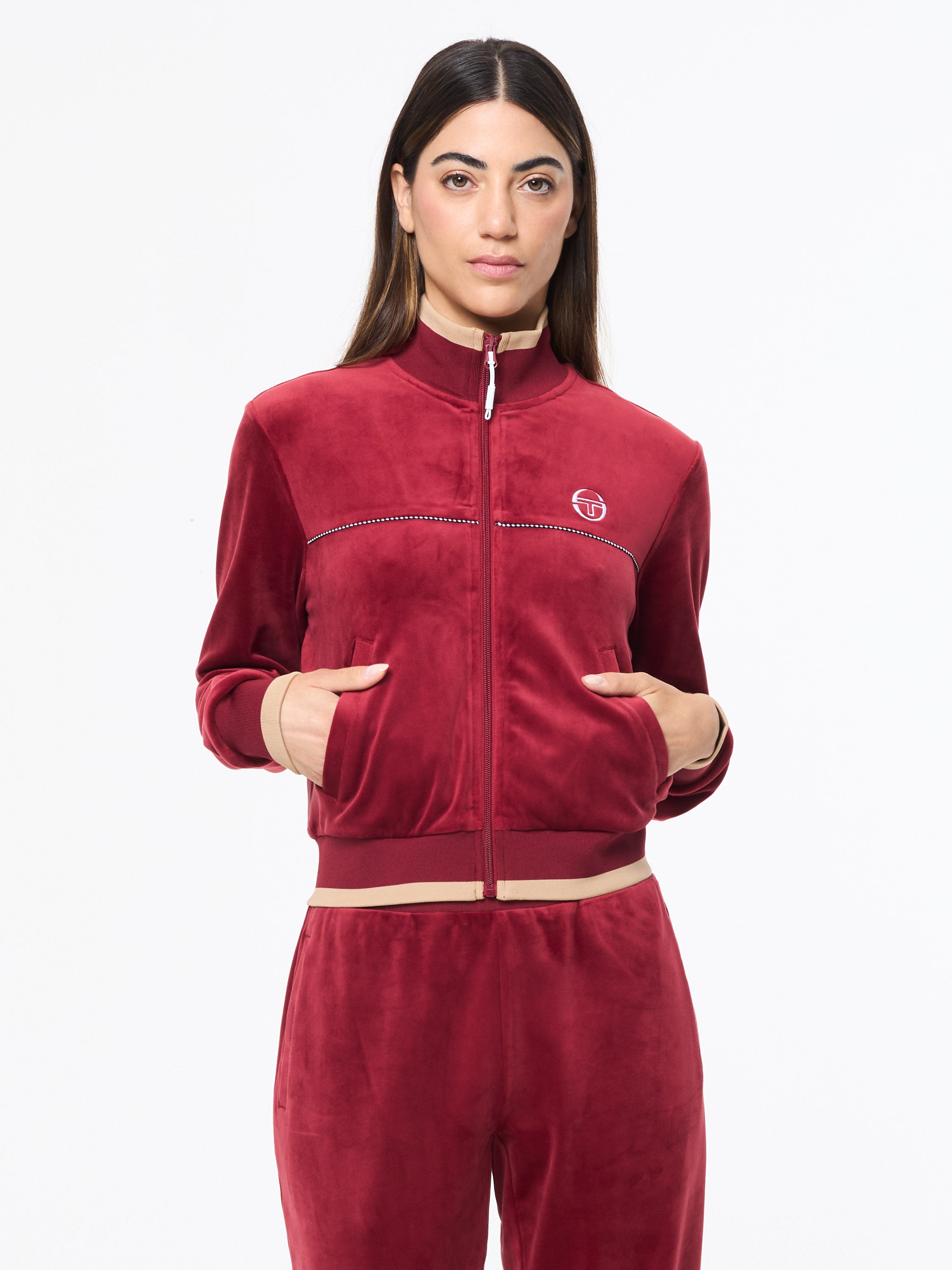 Leta Velour Jacket- Rhubarb