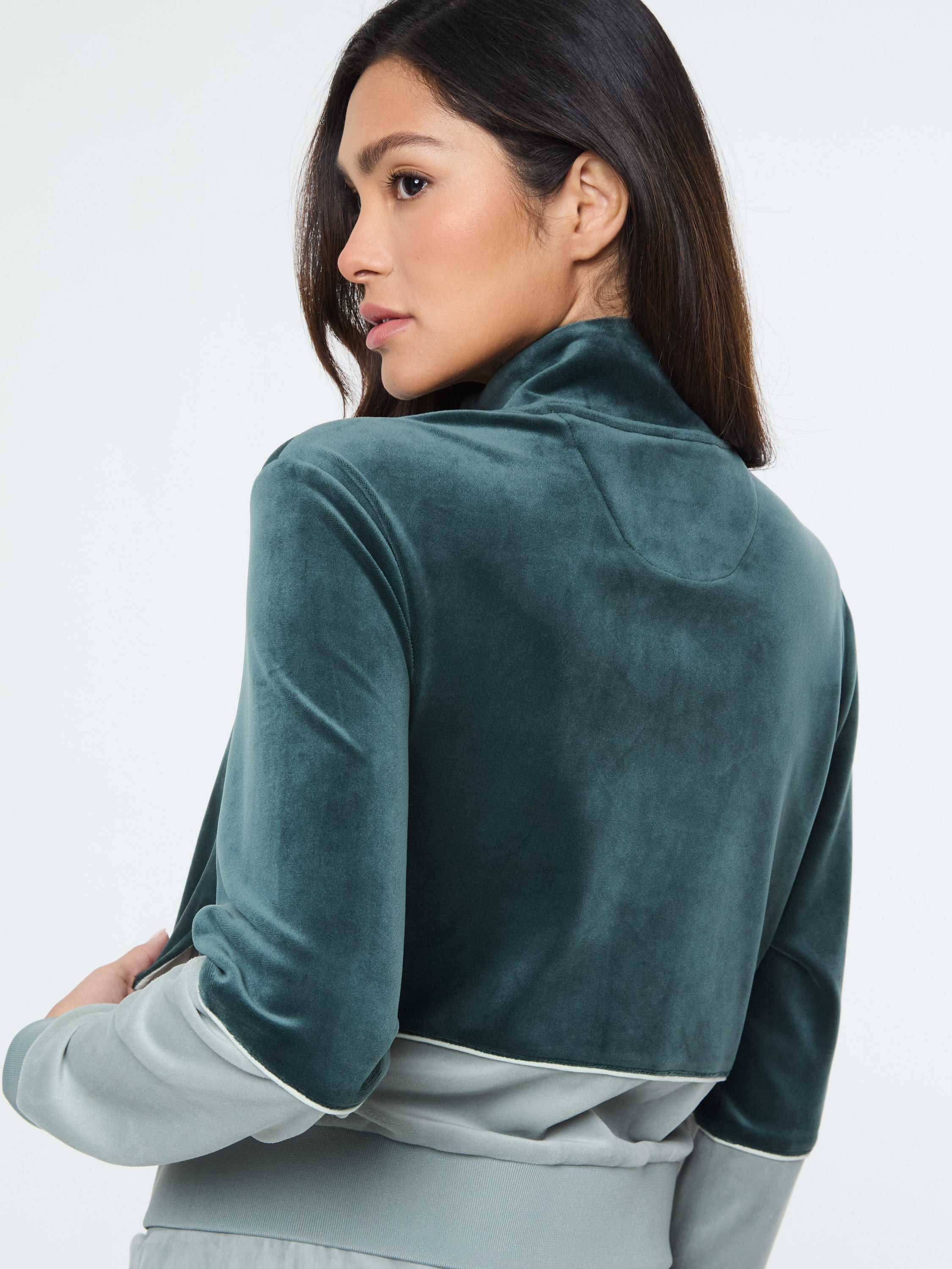 Lina Velour Track Jacket- Green Gables