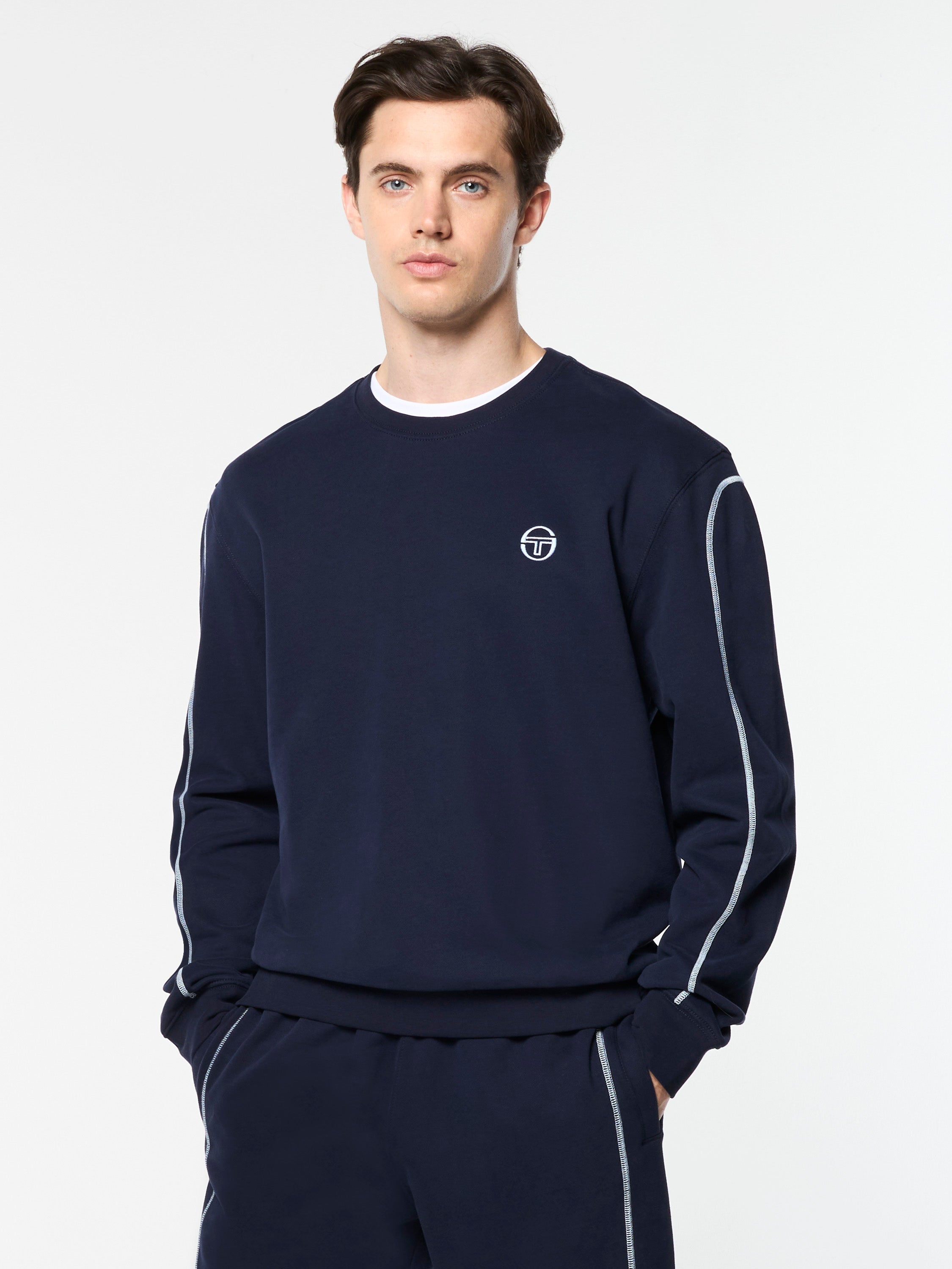 Matteo Crewneck Sweatshirt- Maritime Blue – Sergio Tacchini Matteo Crewneck Sweatshirt- Maritime Blue – Sergio Tacchini