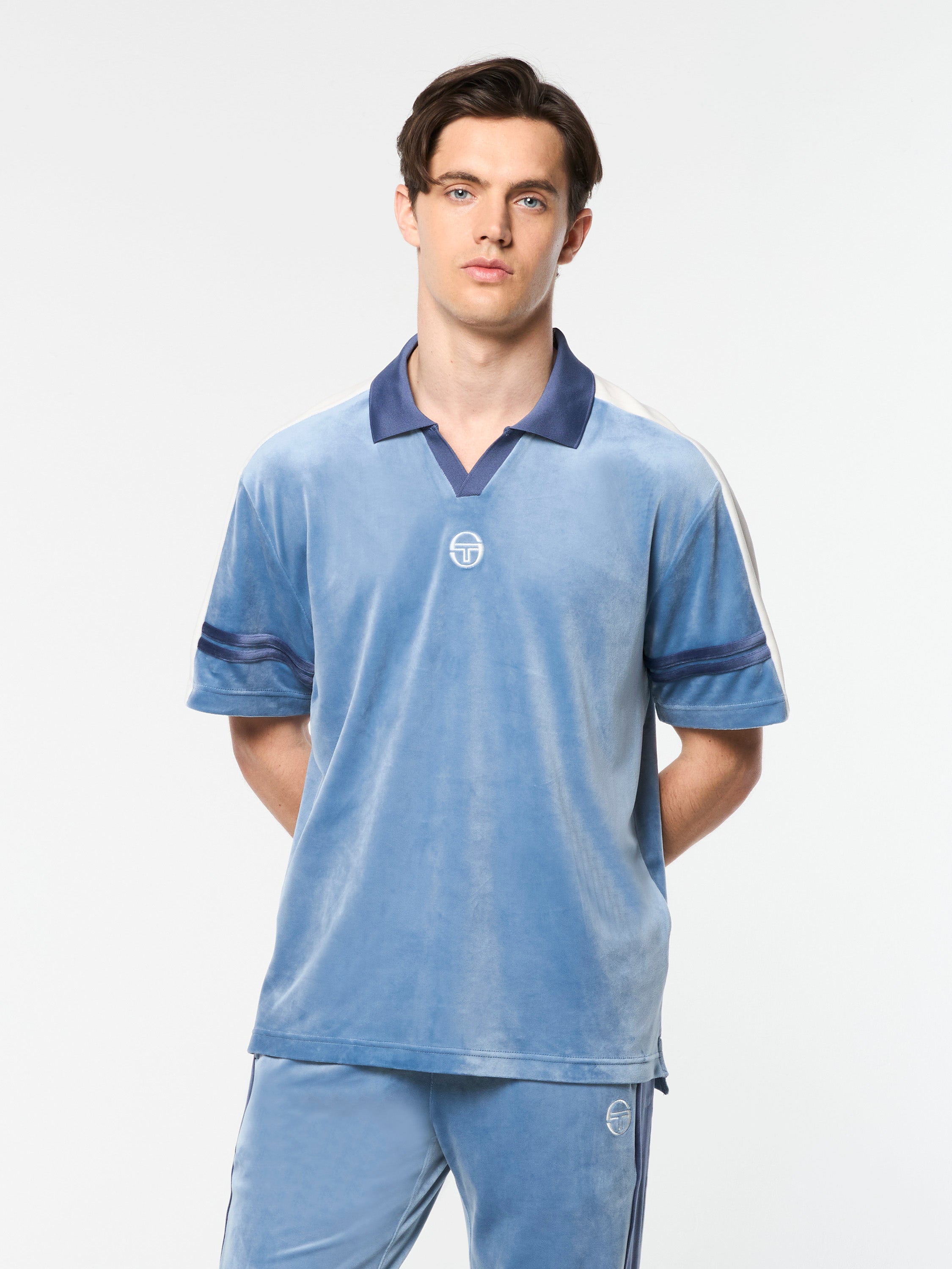 Cielo Velour Polo- Faded Denim – Sergio Tacchini