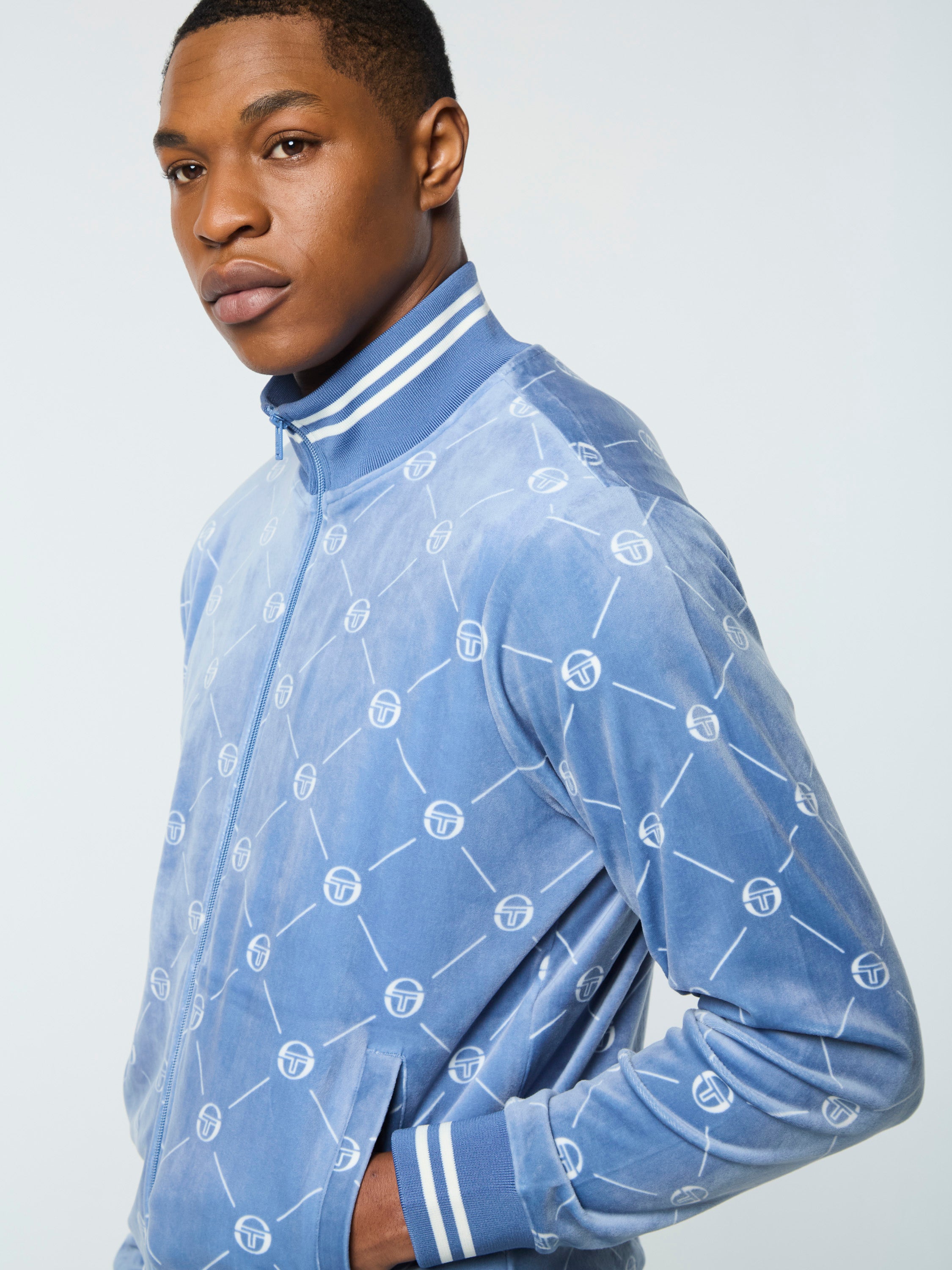 Cosimo Velour Track Jacket- Faded Denim – Sergio Tacchini
