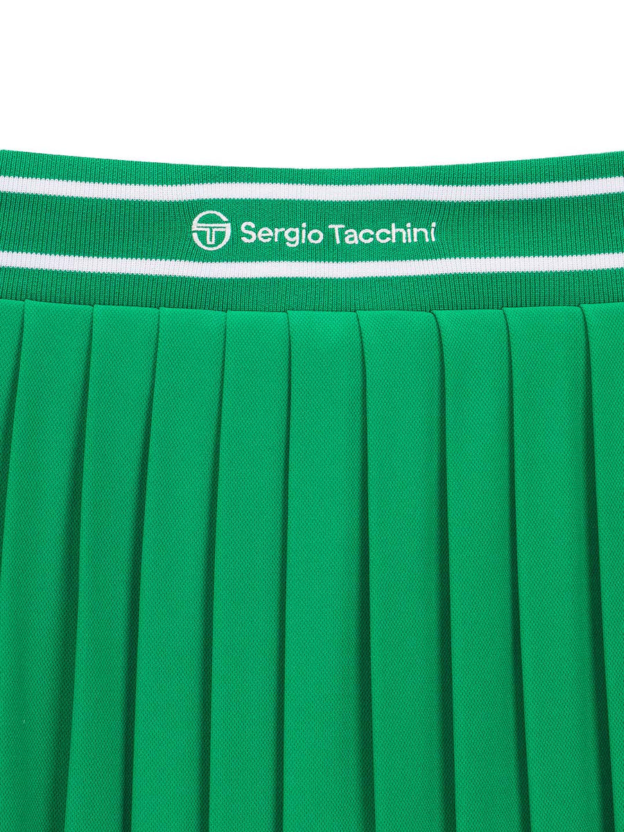 Flag Waistband Pleated Skirt- Green
