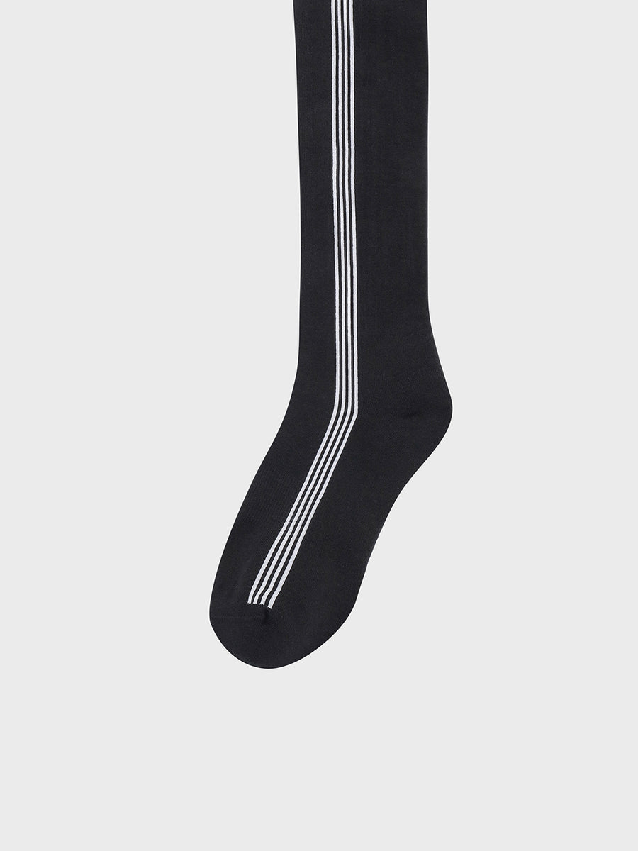 Striped Knee High Socks- Black