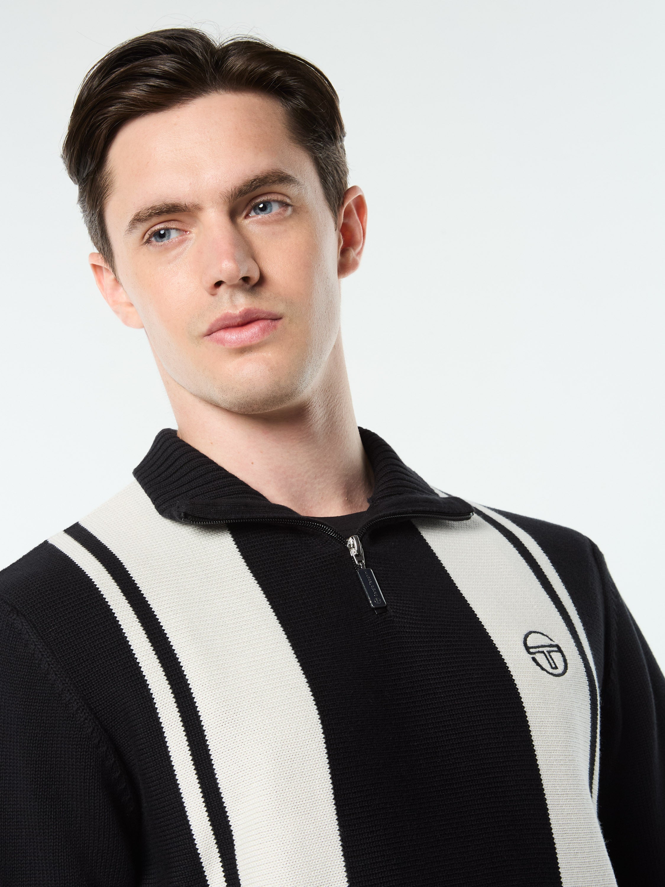 Young Line Knit Polo- Black/ Gardenia – Sergio Tacchini