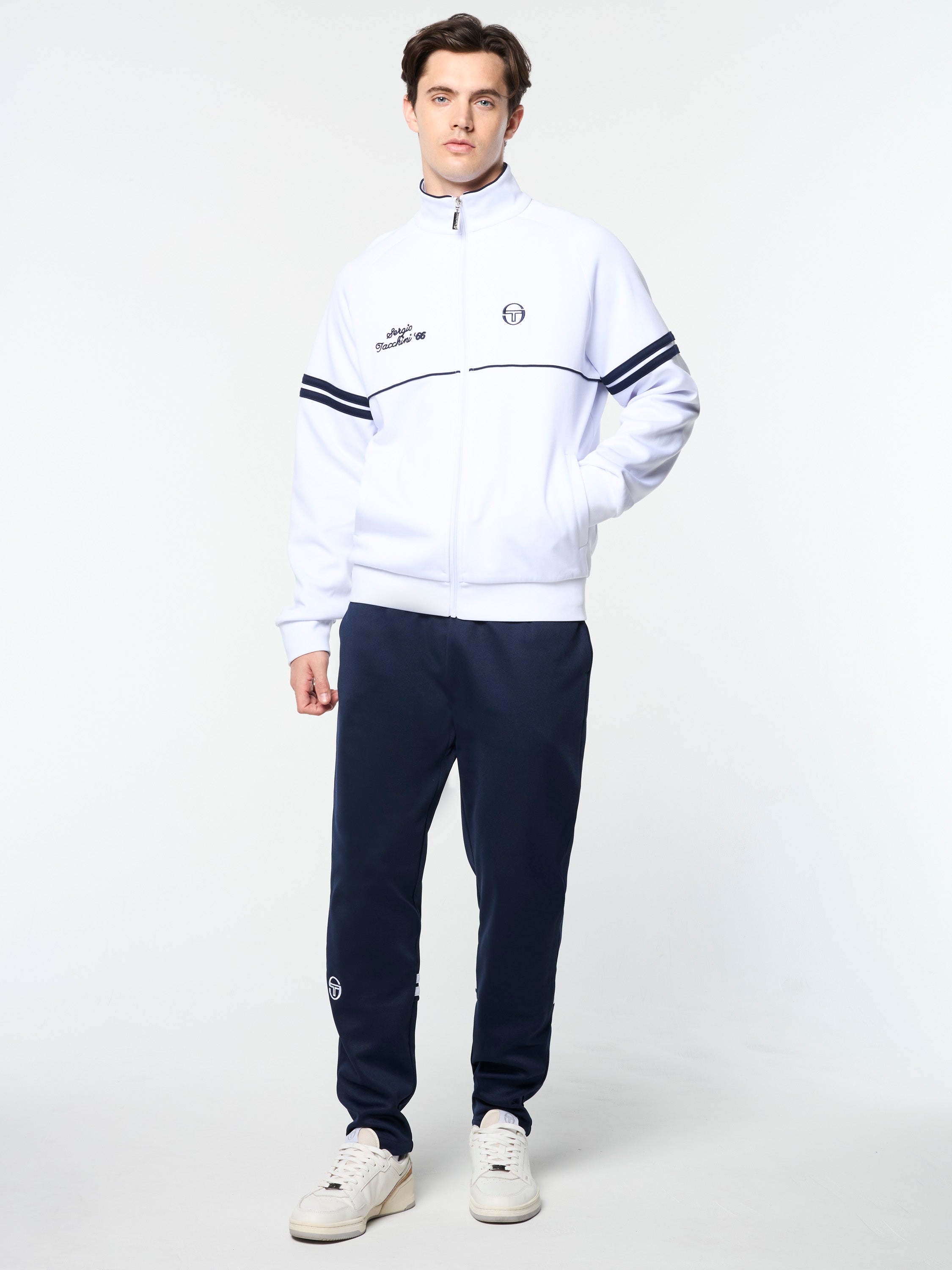 Orion Davis Track Jacket- White/ Maritime Blue – Sergio Tacchini