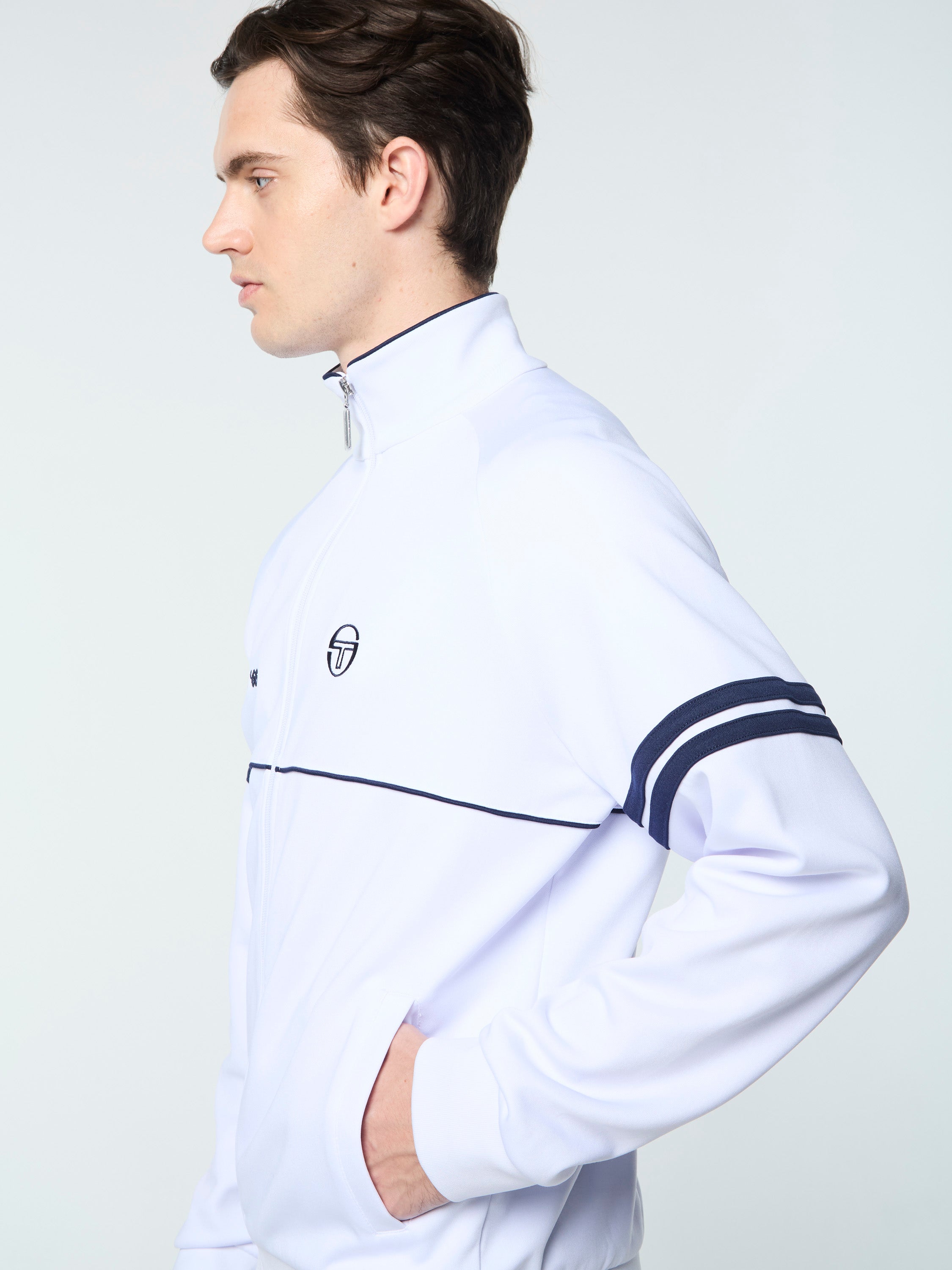 Orion Davis Track Jacket- White/ Maritime Blue – Sergio Tacchini