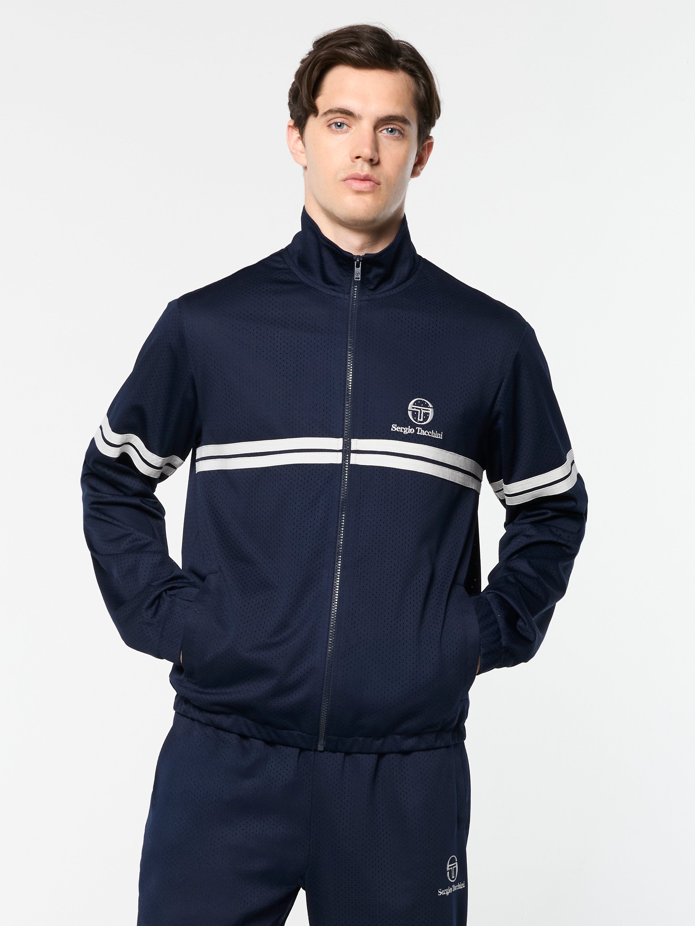 Arturo Mesh Track Jacket- Maritime Blue/ Quiet Gray – Sergio Tacchini