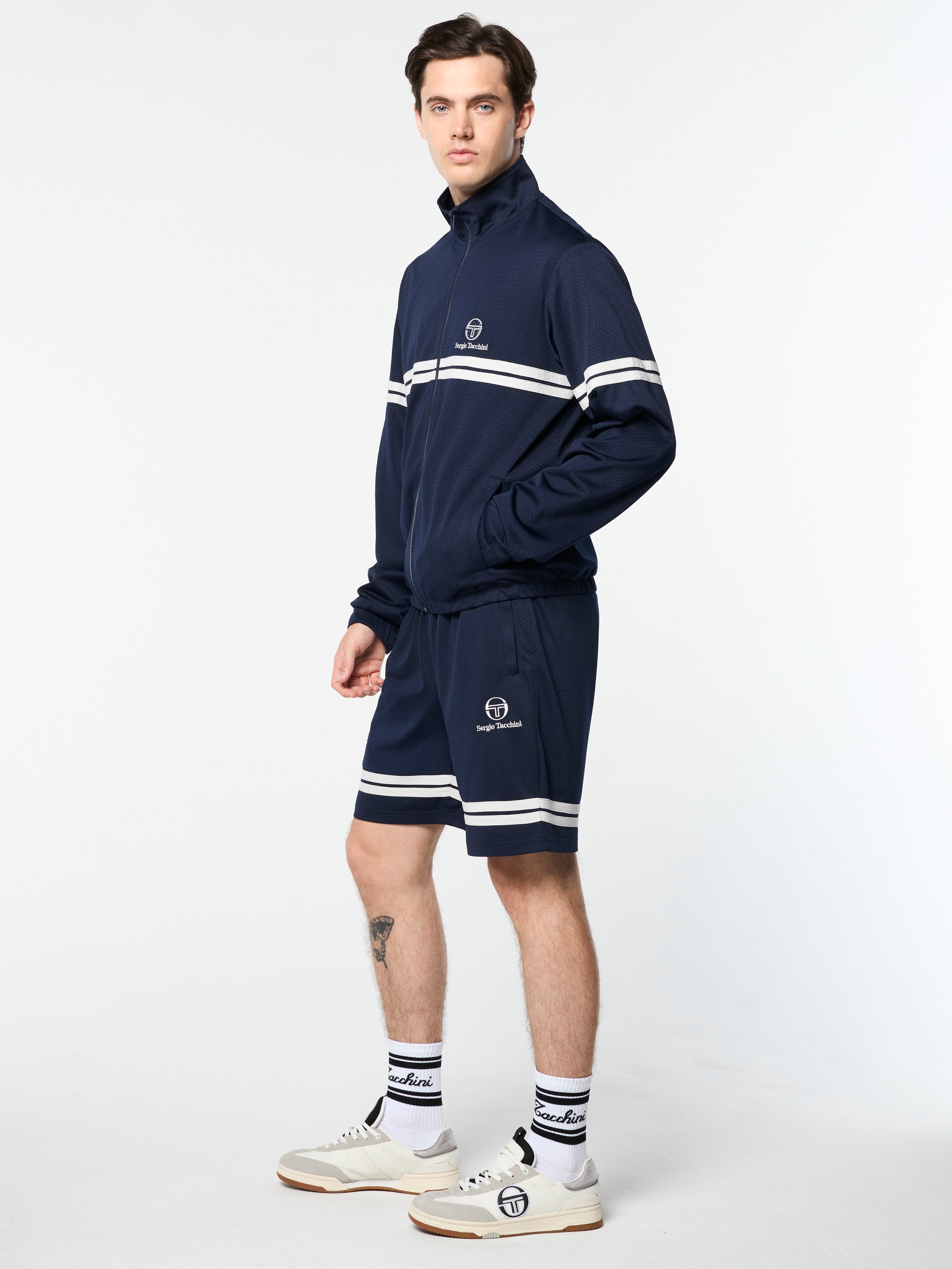 Arturo Mesh Track Jacket- Maritime Blue/ Quiet Gray – Sergio Tacchini