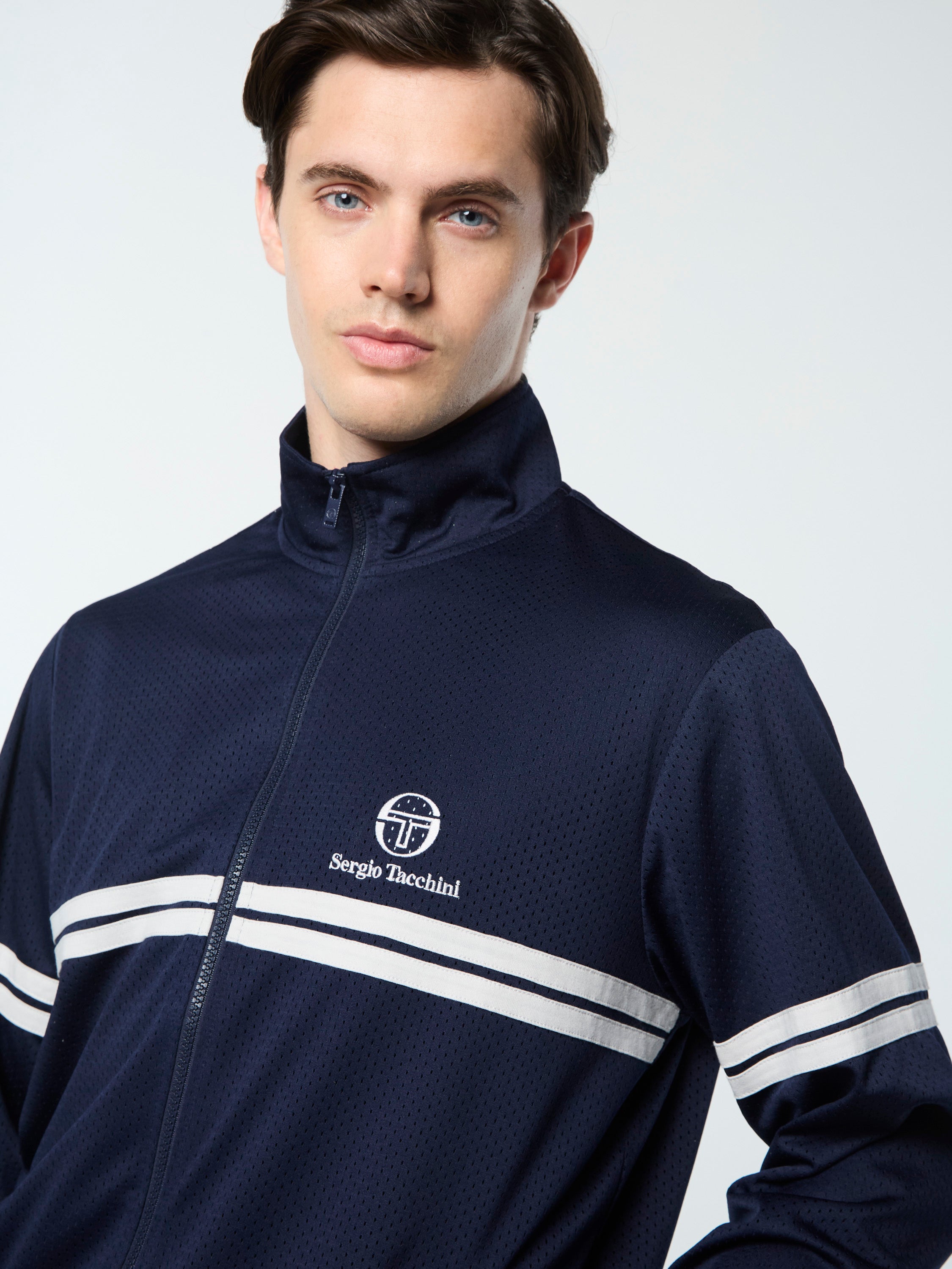 Arturo Mesh Track Jacket- Maritime Blue/ Quiet Gray – Sergio Tacchini
