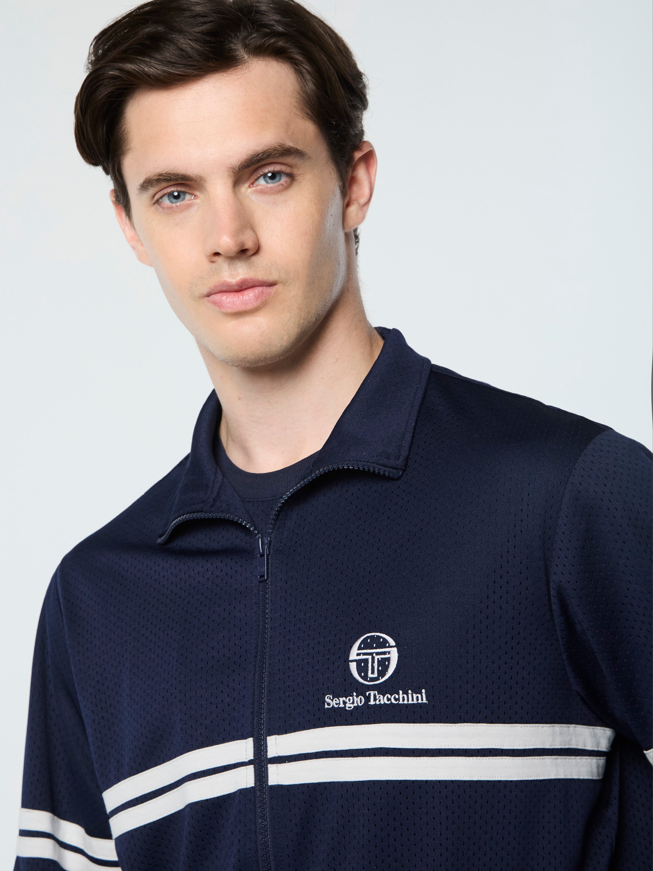 Arturo Mesh Track Jacket- Maritime Blue/ Quiet Gray – Sergio Tacchini
