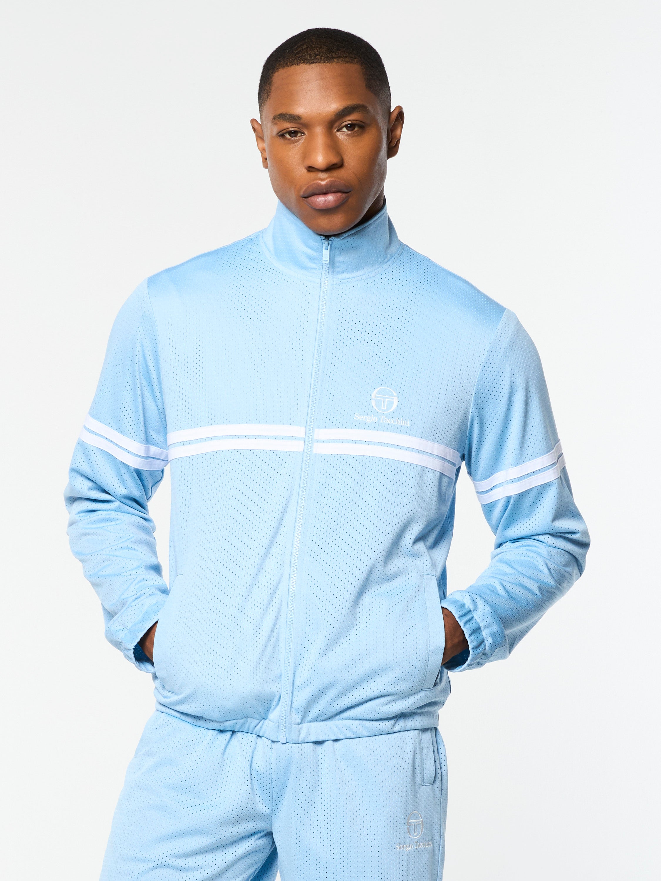 Arturo Mesh Track Jacket- Dutch Canal/ White